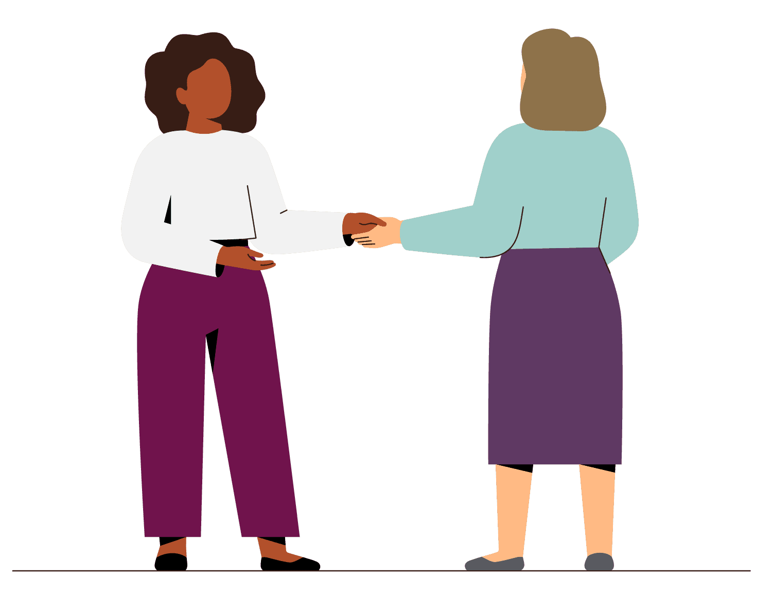 Illustration of two people shaking hands, symbolizing an interaction or an appointment.
