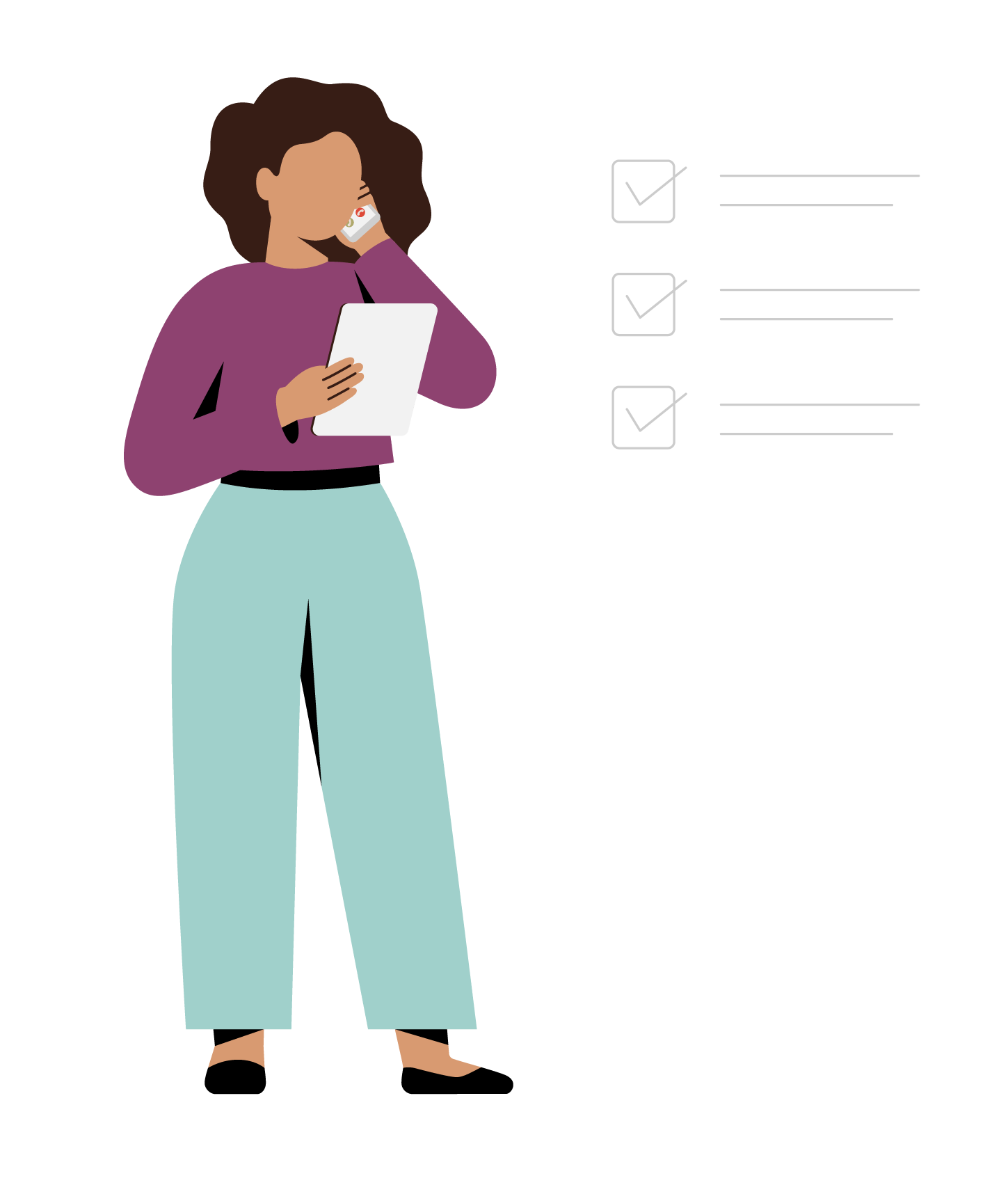 Illustration d'une femme confirmant un rendez-vous