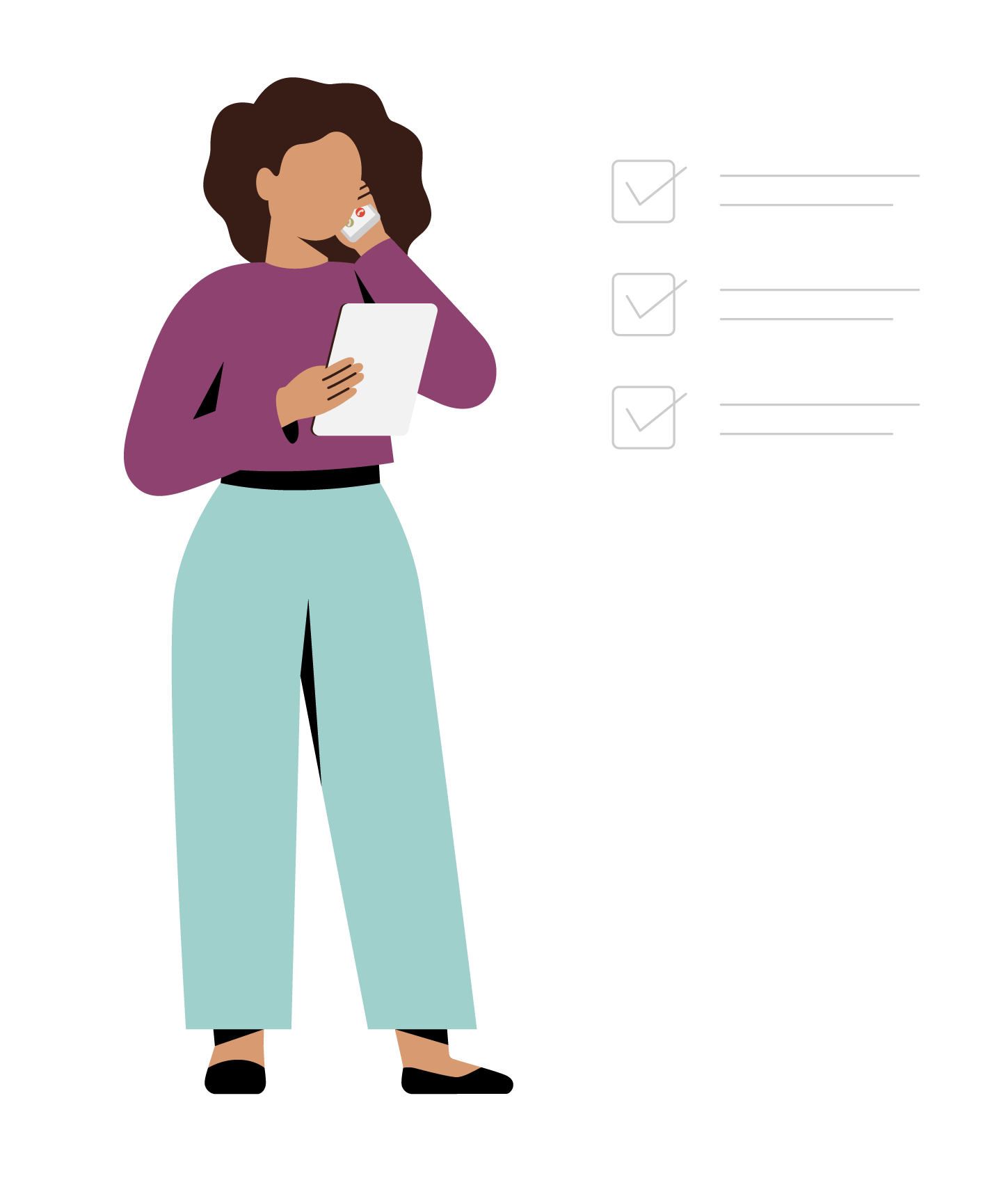 Illustration d'une femme confirmant un rendez-vous